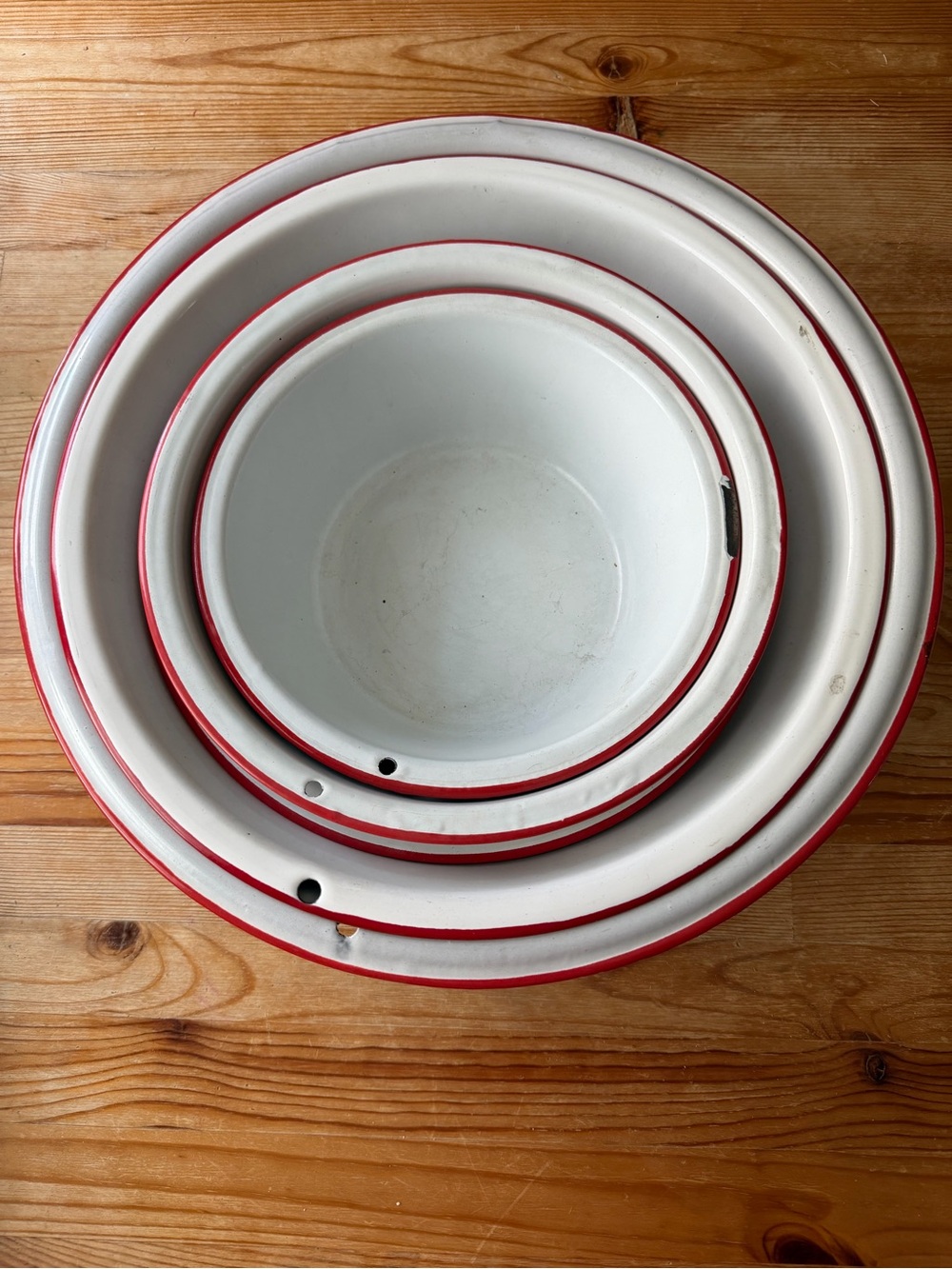 Vintage Set of Enamel Ware Bowls